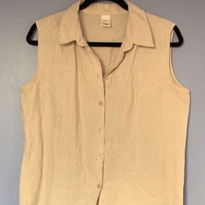 Vintage target sleeveless tan button down blouse